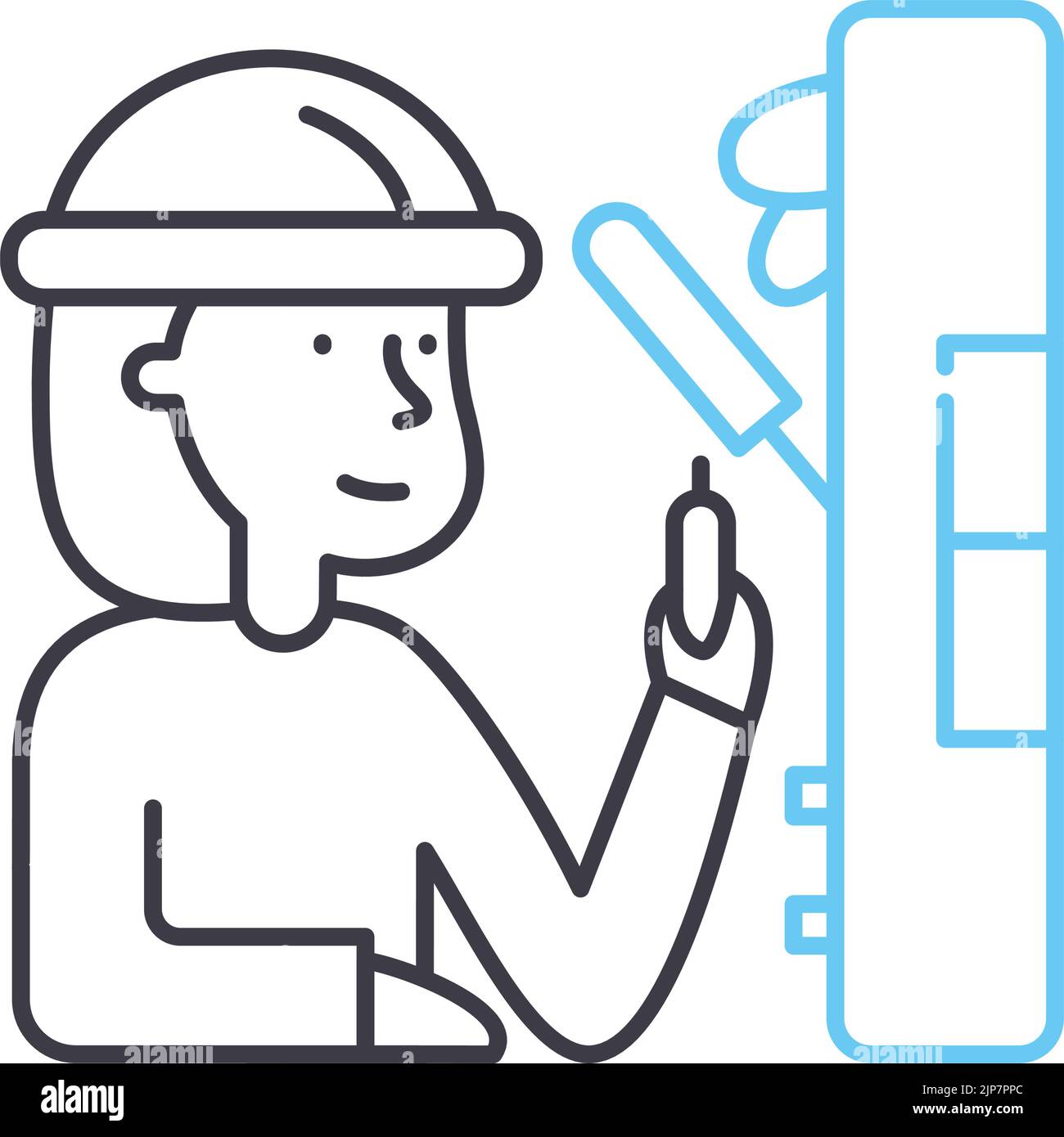 Elektriker-Liniensymbol, Umrisssymbol, Vektordarstellung, Konzeptzeichen Stock Vektor