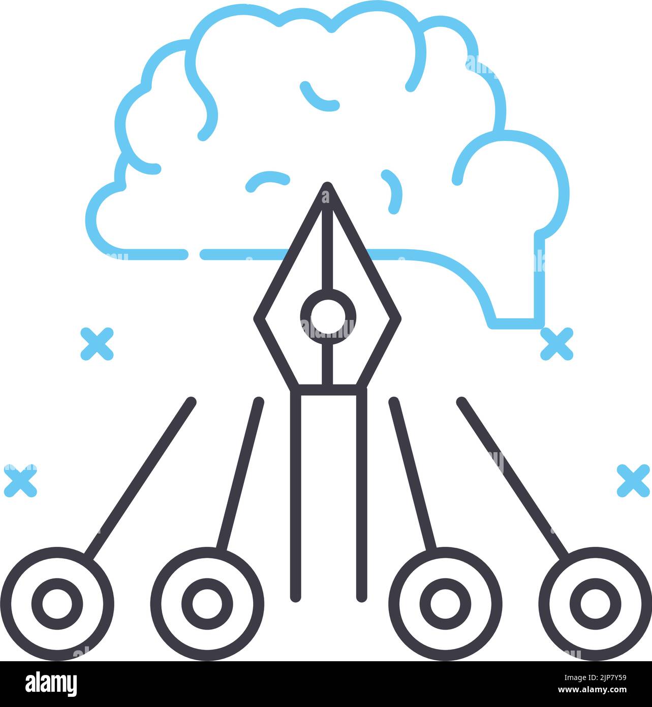 Kreatives Prozessliniensymbol, Umrisssymbol, Vektordarstellung, Konzeptzeichen Stock Vektor