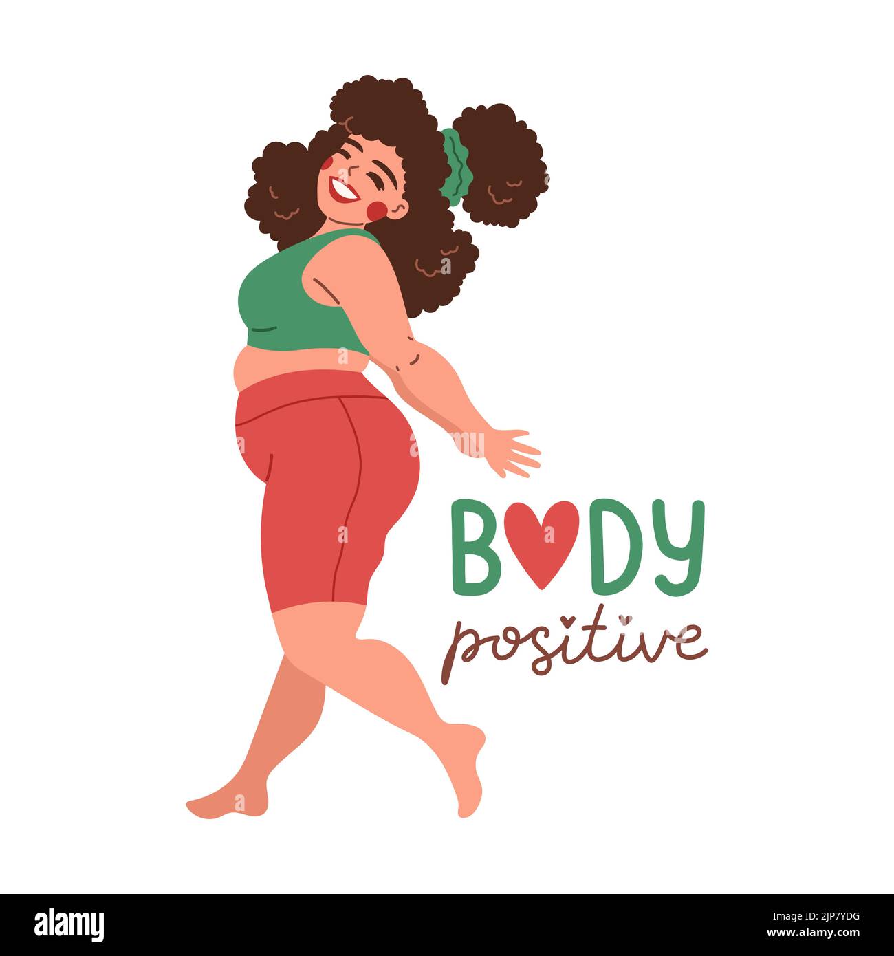 Body positive love Ihr Körper Zitat flache Vektor Stock Vektor