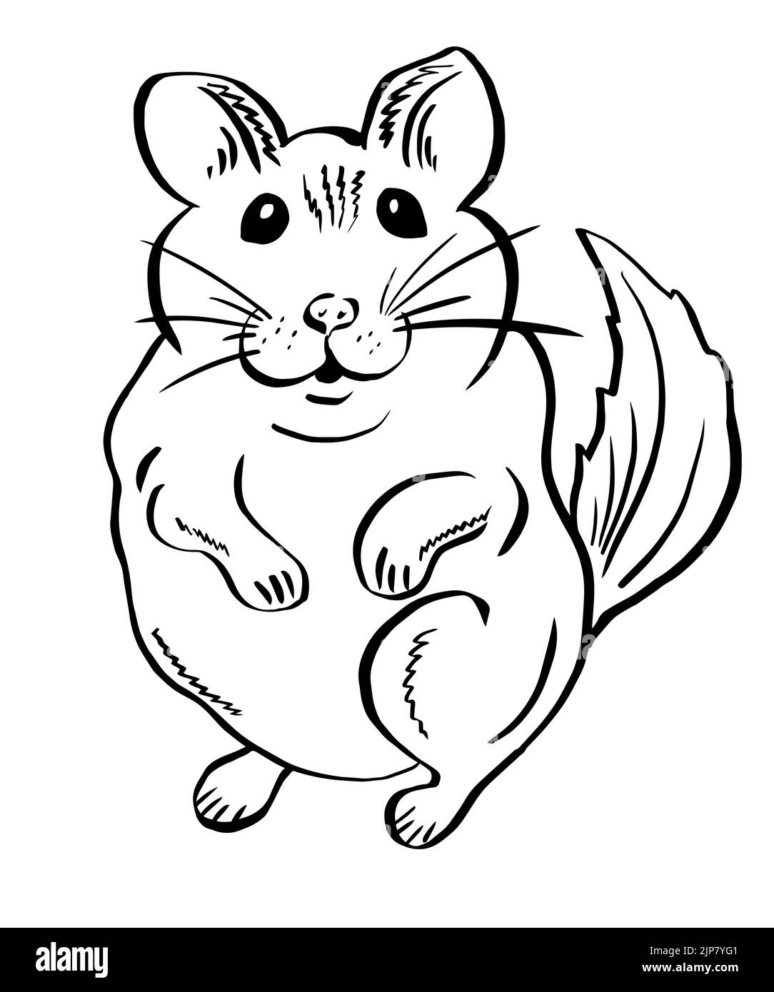 Niedliche lustige Chinchilla für Aufkleber. Handgezeichnetes Nagetier: Maus, Hamster oder Chinchilla. Vektor, Illustration. Stock Vektor