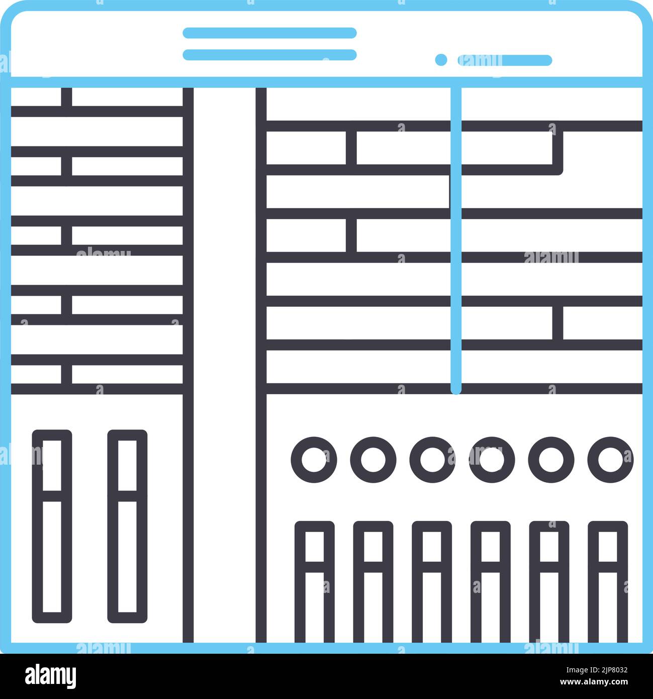daw-Software-Liniensymbol, Umrisssymbol, Vektordarstellung, Konzeptschild Stock Vektor