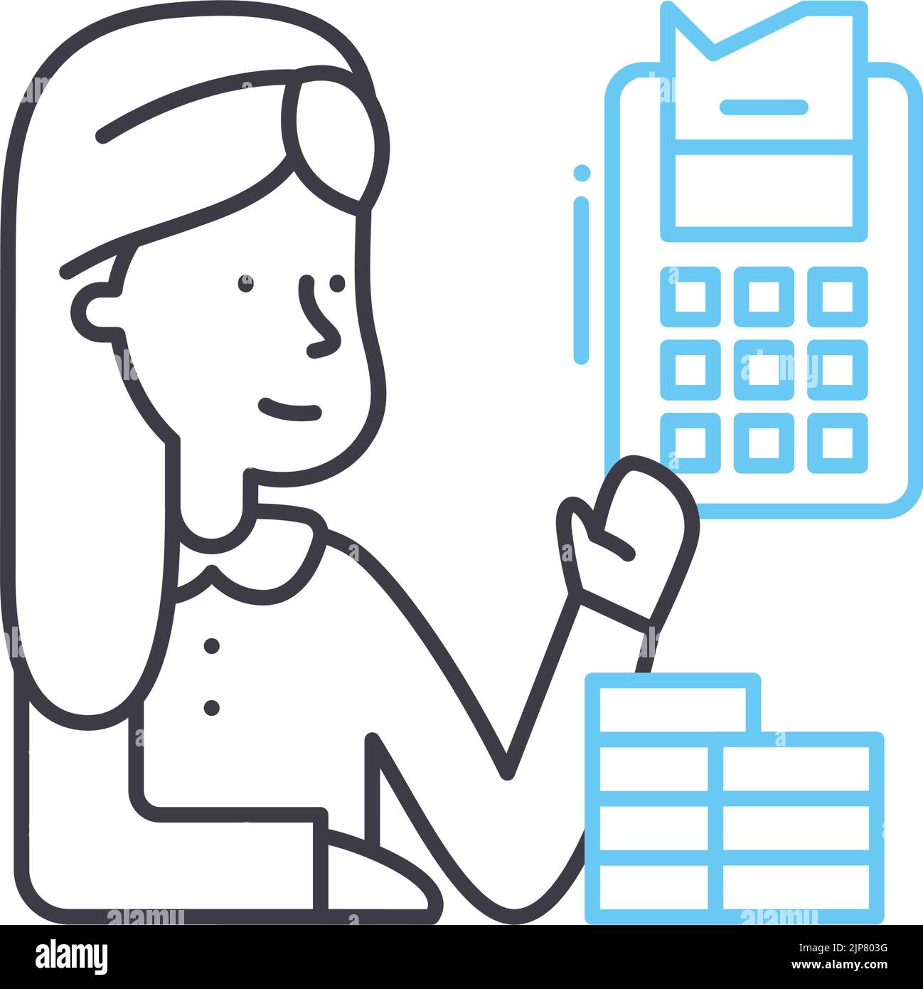 Bookeeper-Liniensymbol, Umrisssymbol, Vektordarstellung, Konzeptzeichen Stock Vektor