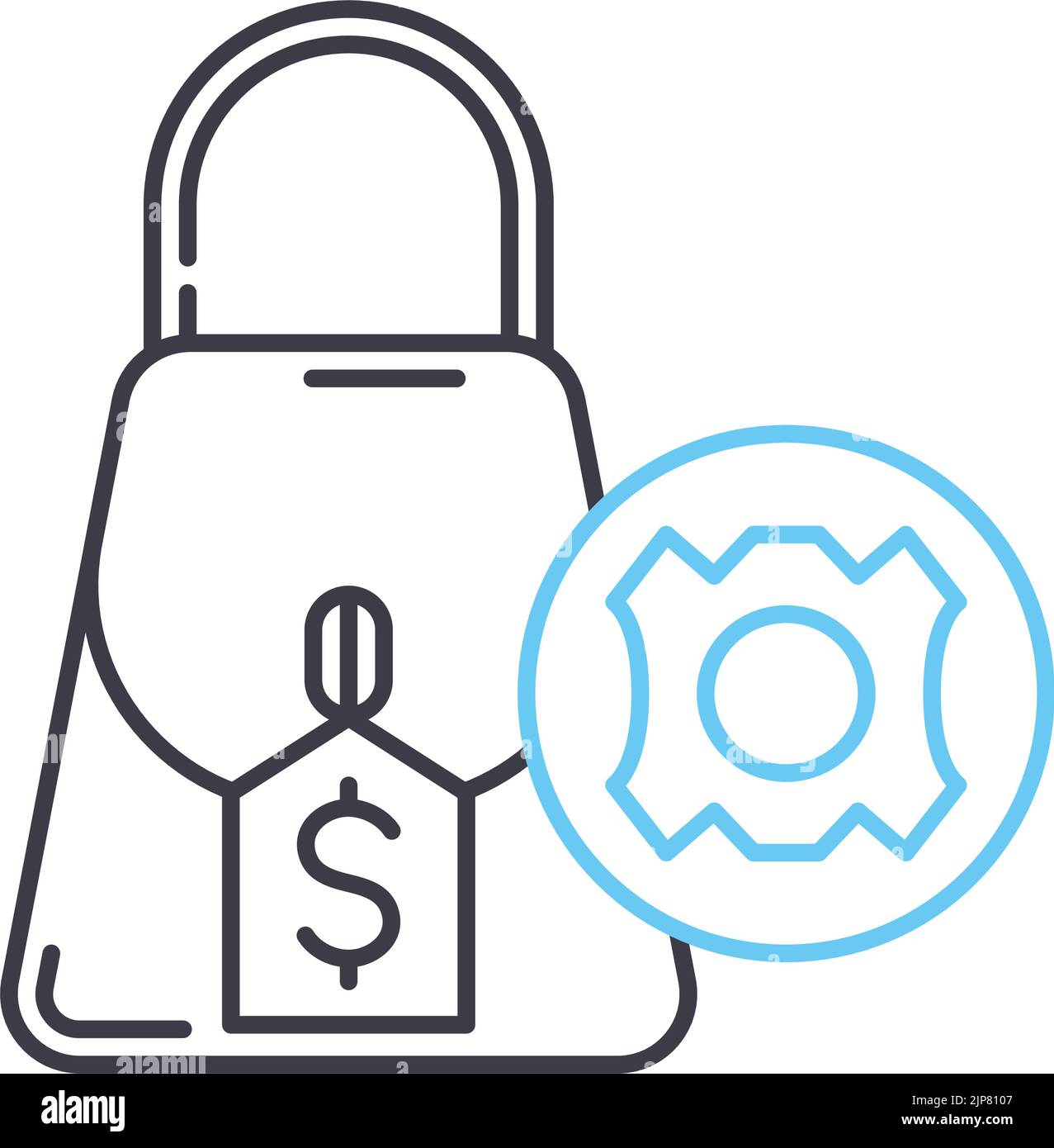 Expesive Beutel Linie Symbol, Umriss Symbol, Vektor-Illustration, Konzept Zeichen Stock Vektor