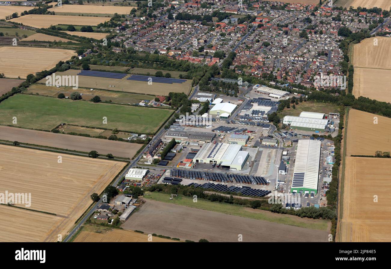 Luftaufnahme des Hauptproduktionsstandorts von Victory Leisure Homes in Gilberdike bei Brough in East Yorkshire Stockfoto