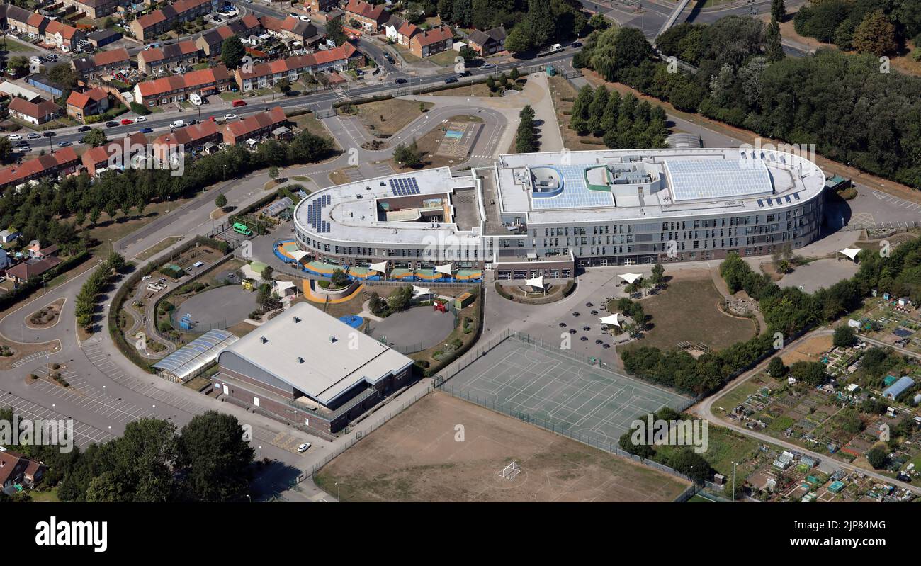 Luftaufnahme der Sirius Academy West, einer Sekundarschule in West Hull, East Yorkshire Stockfoto