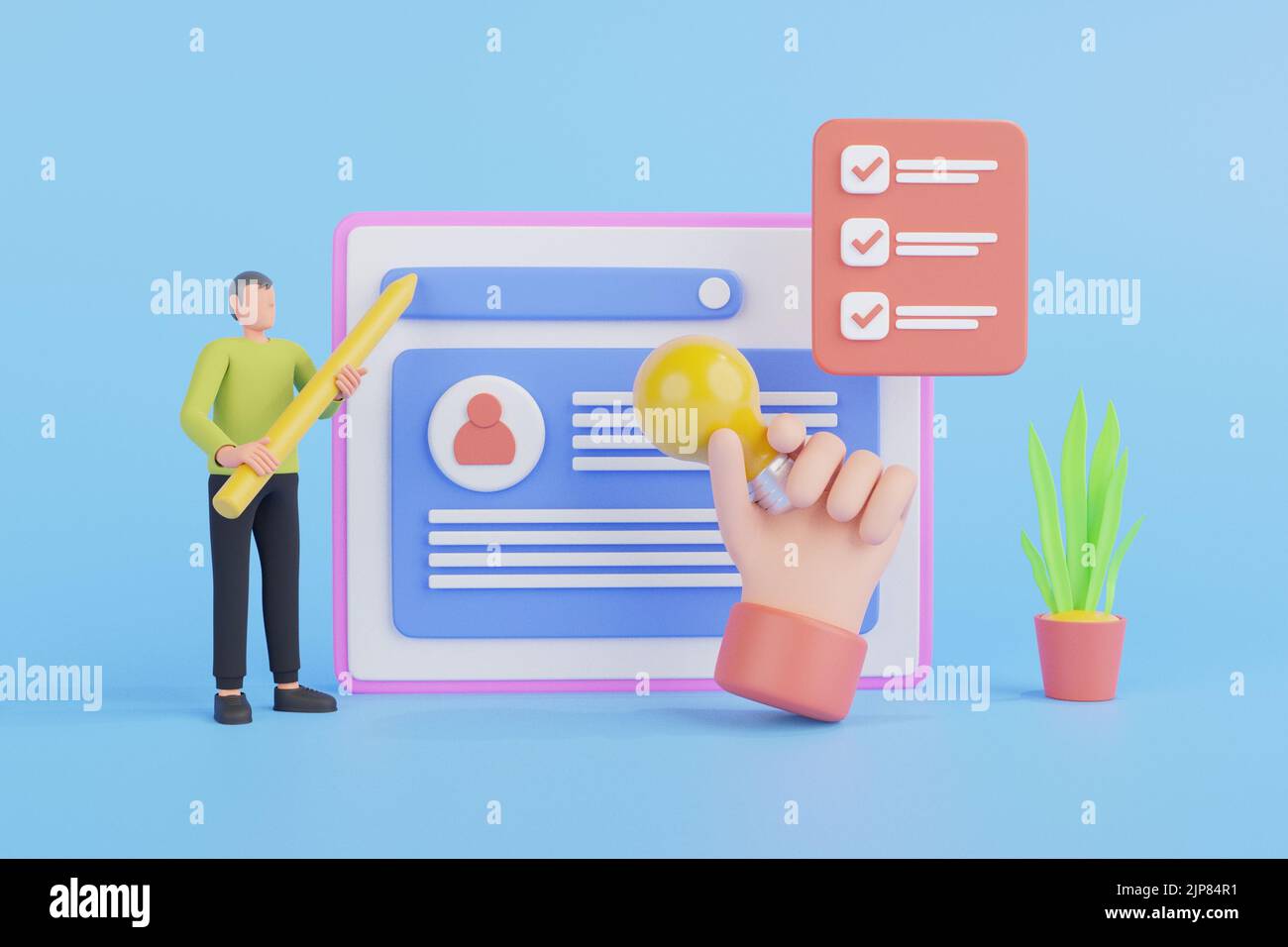 Online-Marketing, Finanzbericht Chart, Datenanalyse und Web-Entwicklung-Konzept.Workplace 3D Render. Business- und Finanzanalytik. Stockfoto