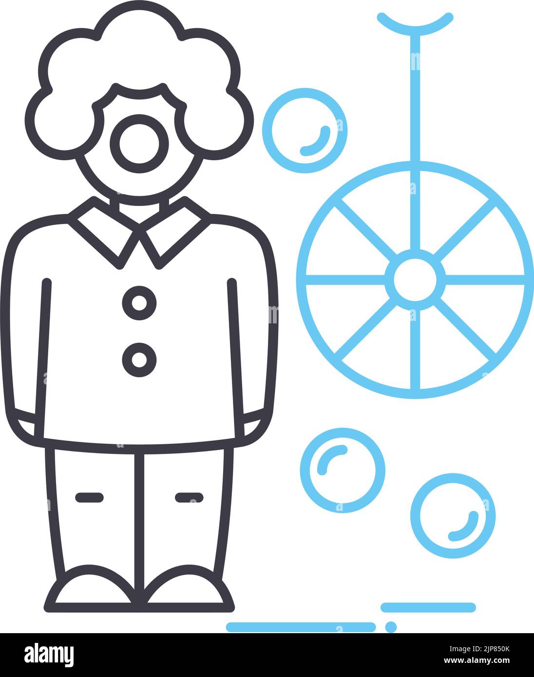 Clown zeigen Linie Symbol, Umriss Symbol, Vektor-Illustration, Konzept Zeichen Stock Vektor