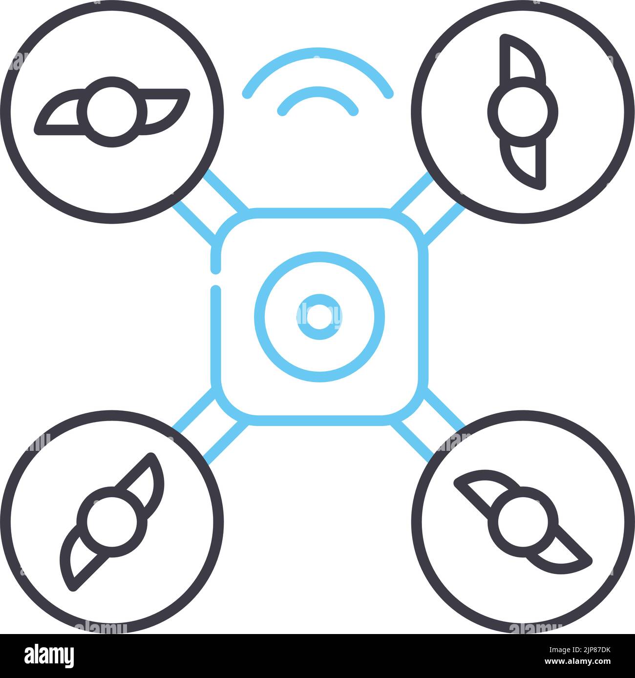 Drohnen-Technologie-Liniensymbol, Umrisssymbol, Vektordarstellung, Konzeptschild Stock Vektor