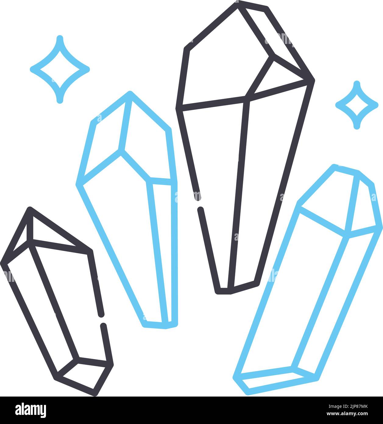 Kristallliniensymbol, Umrisssymbol, Vektordarstellung, Konzeptzeichen Stock Vektor