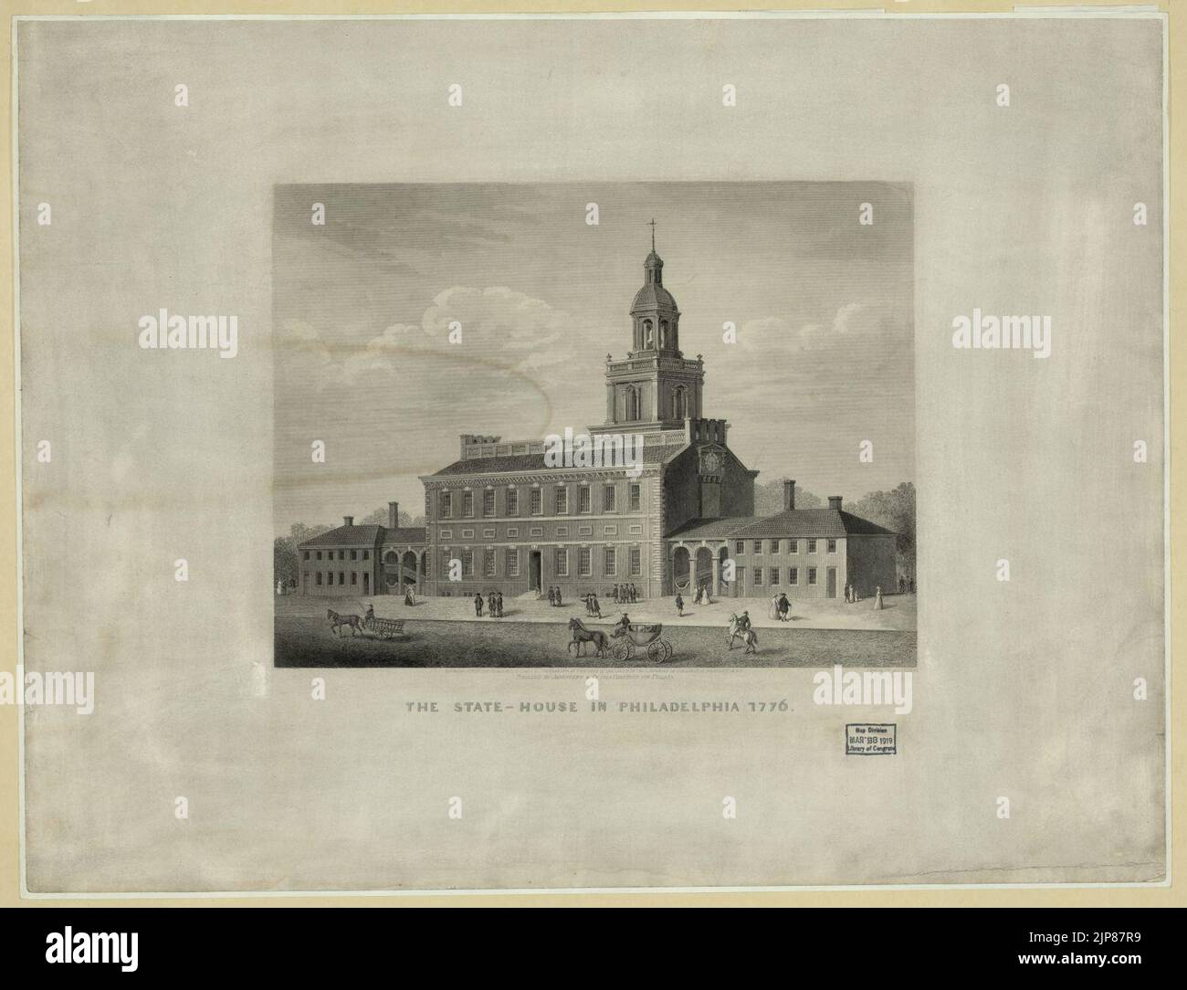 Das Staatshaus in Philadelphia 1776 - gestochen von J. Serz. Stockfoto