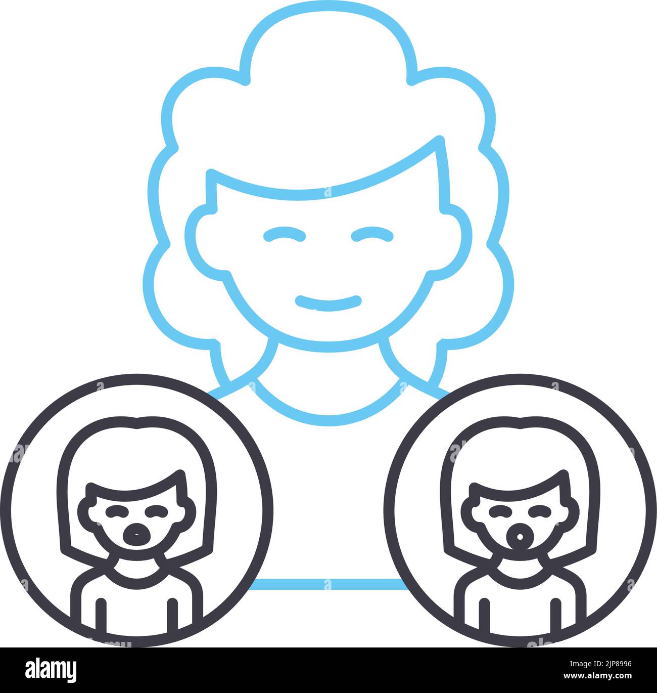 Dissoziative Identitätsstörung Linie Symbol, Umriss Symbol, Vektor-Illustration, Konzept Zeichen Stock Vektor