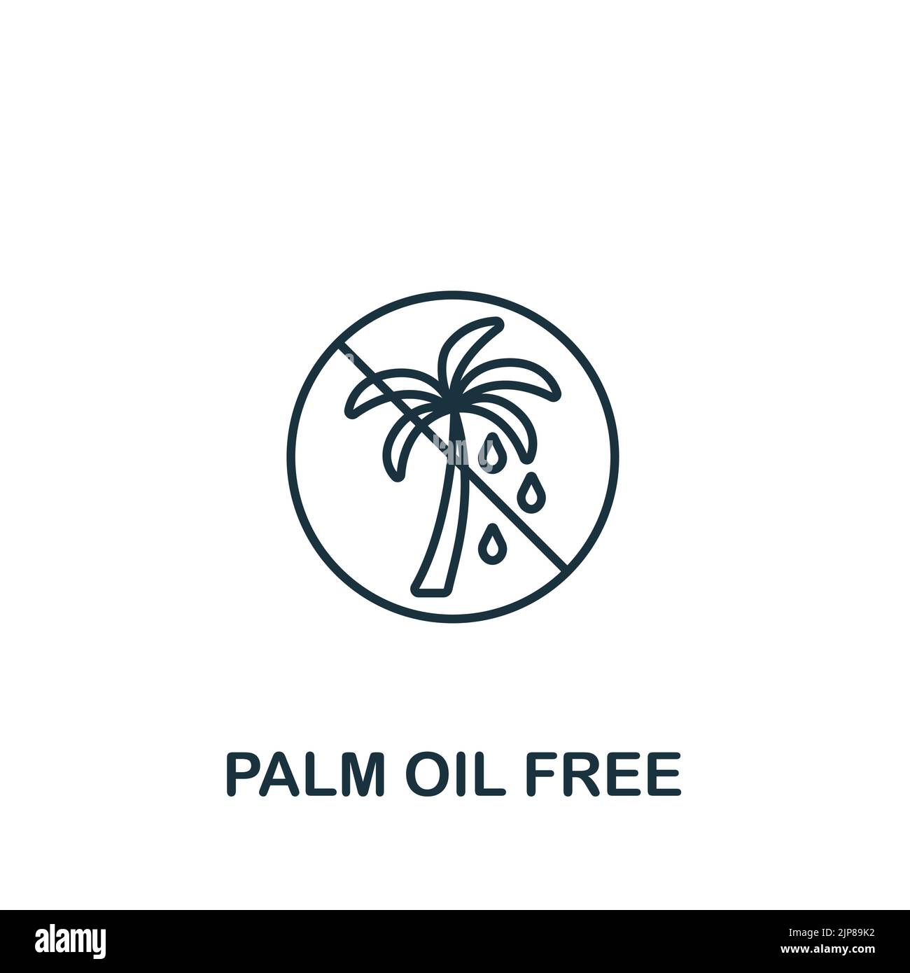 Symbol „Palmöl frei“. Einfaches Liniensymbol für Vorlagen, Webdesign und Infografiken Stock Vektor