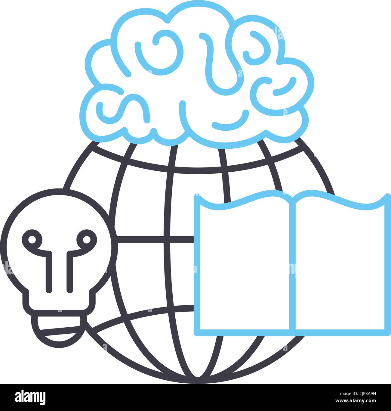 Daten lernen Linie Symbol, Umriss Symbol, Vektor Illustration, Konzept Zeichen Stock Vektor