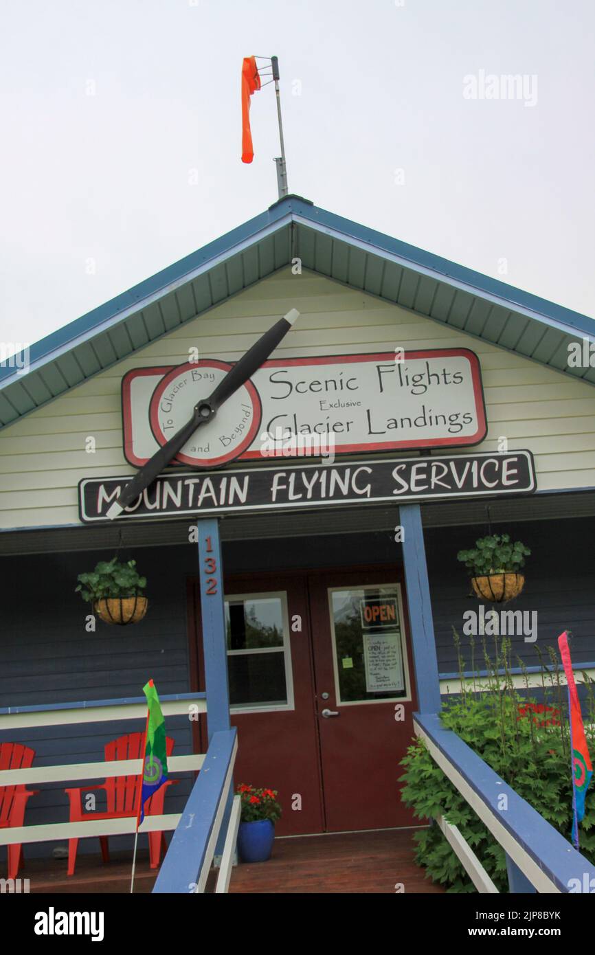 Haines ist ein von der Volkszählung gekennzeichter Ort in Haines Borough, Alaska, USA. Es liegt im nördlichen Teil des Alaska Panhandle, in der Nähe des Glacier Stockfoto