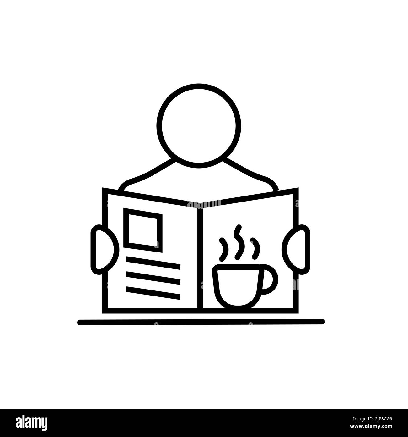 Abbildung der Kaffeepause. Morgens eine Tasse Kaffee und eine Zeitung. Stock Vektor