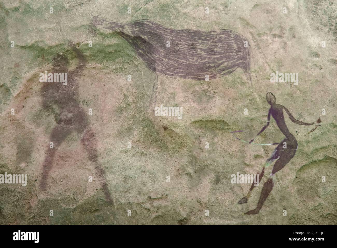 Digital erstelltes Bild von Höhlenzeichnungen und Höhlenkunst Stockfoto