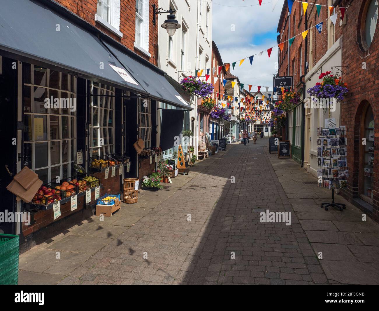 Unabhängige Geschäfte entlang der Church Street in Hereford Herefordshire England Stockfoto