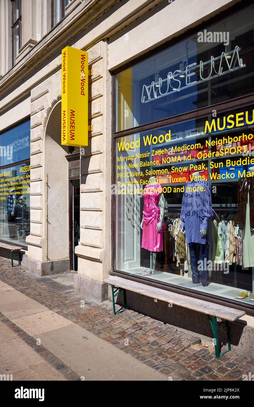 Wood Wood WOOD MUSEUM – Holzgeschäft, in dem frühere Sammlungen verkauft werden; Kopenhagen, Dänemark Stockfoto