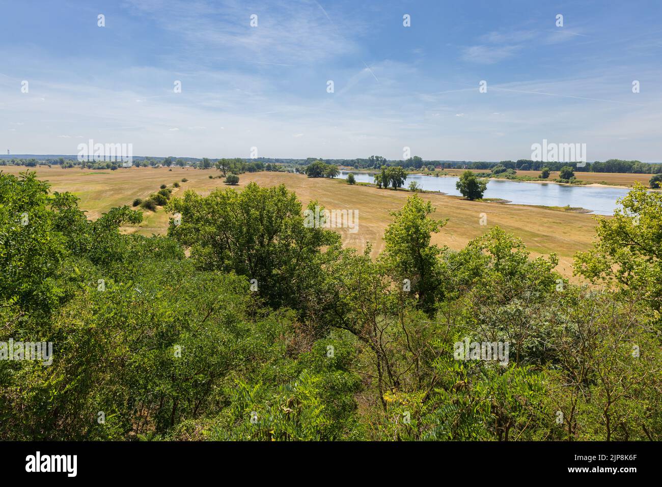 Landschaft Elbe bei Domitz an der Grenze zwischen Mecklenburg-Vorpommern und niedersachsen ehemalige innerdeutsche Grenze während des Kalten Krieges in Deutschland Stockfoto