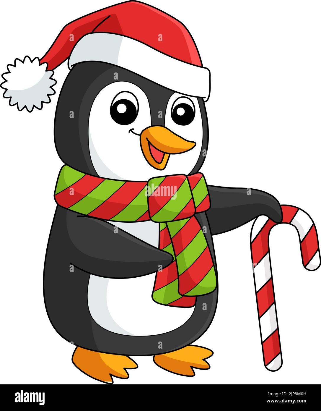 Weihnachten Santa Penguin Cartoon Farbige Cliparts Stock Vektor