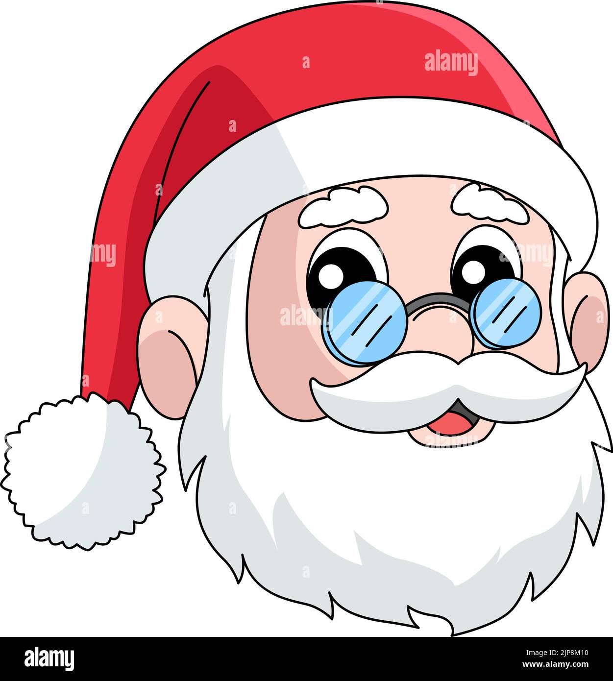 Weihnachtsmann Kopf Cartoon Farbige Cliparts Stock Vektor