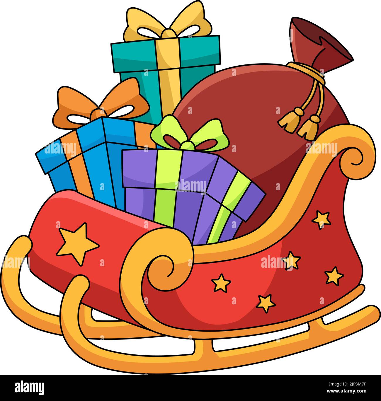 Weihnachtsschlitten Cartoon Farbige Cliparts Stock Vektor