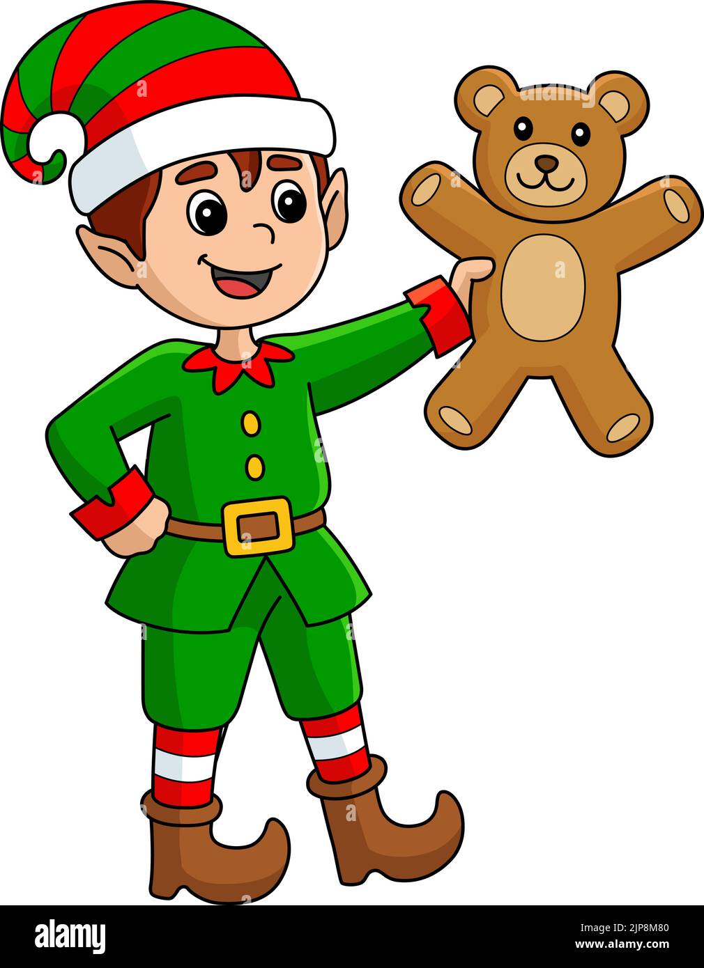 Christmas Elf Cartoon Farbige Cliparts Illustration Stock Vektor
