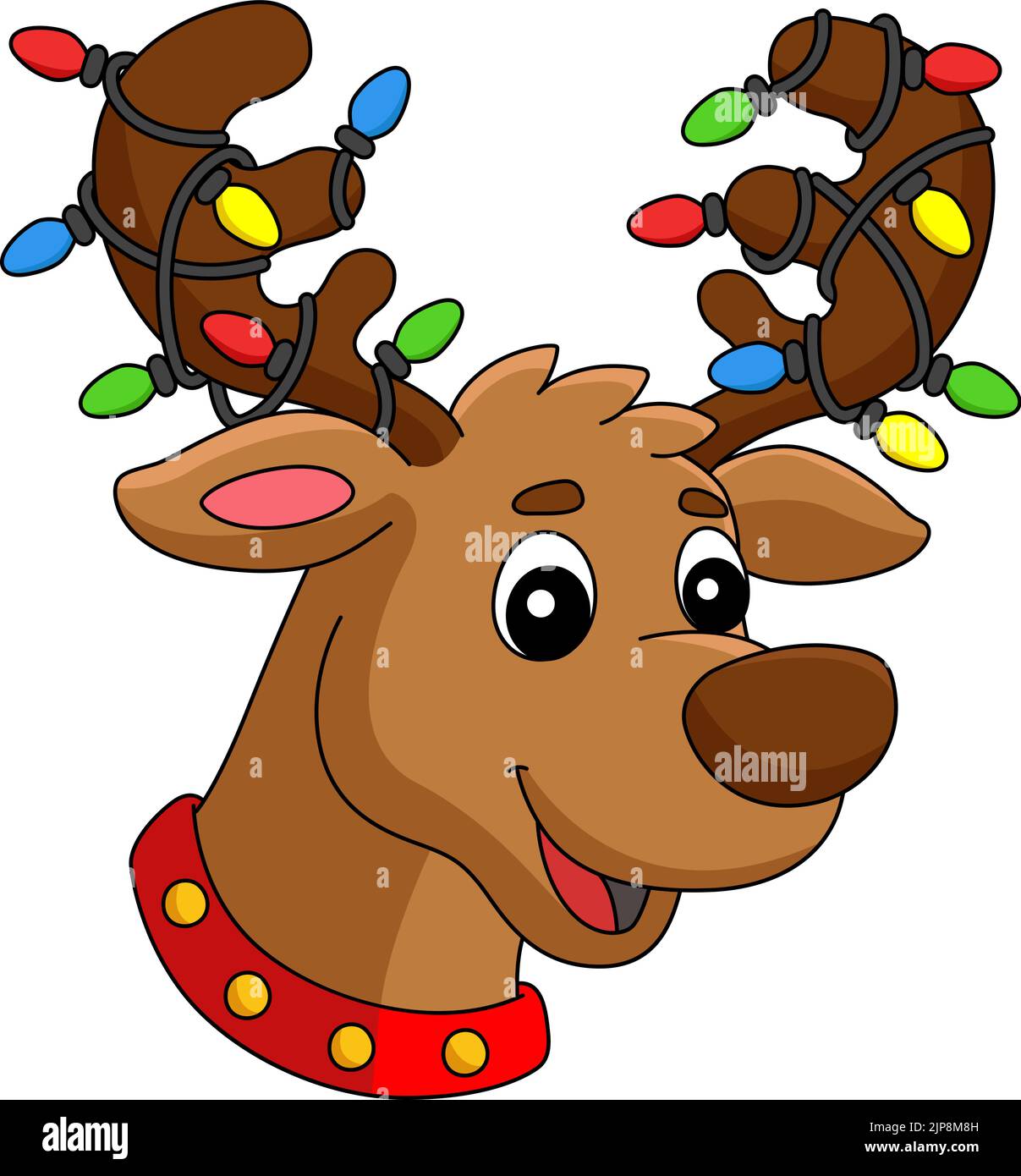 Weihnachten Rentier Kopf Cartoon Farbige Cliparts Stock Vektor