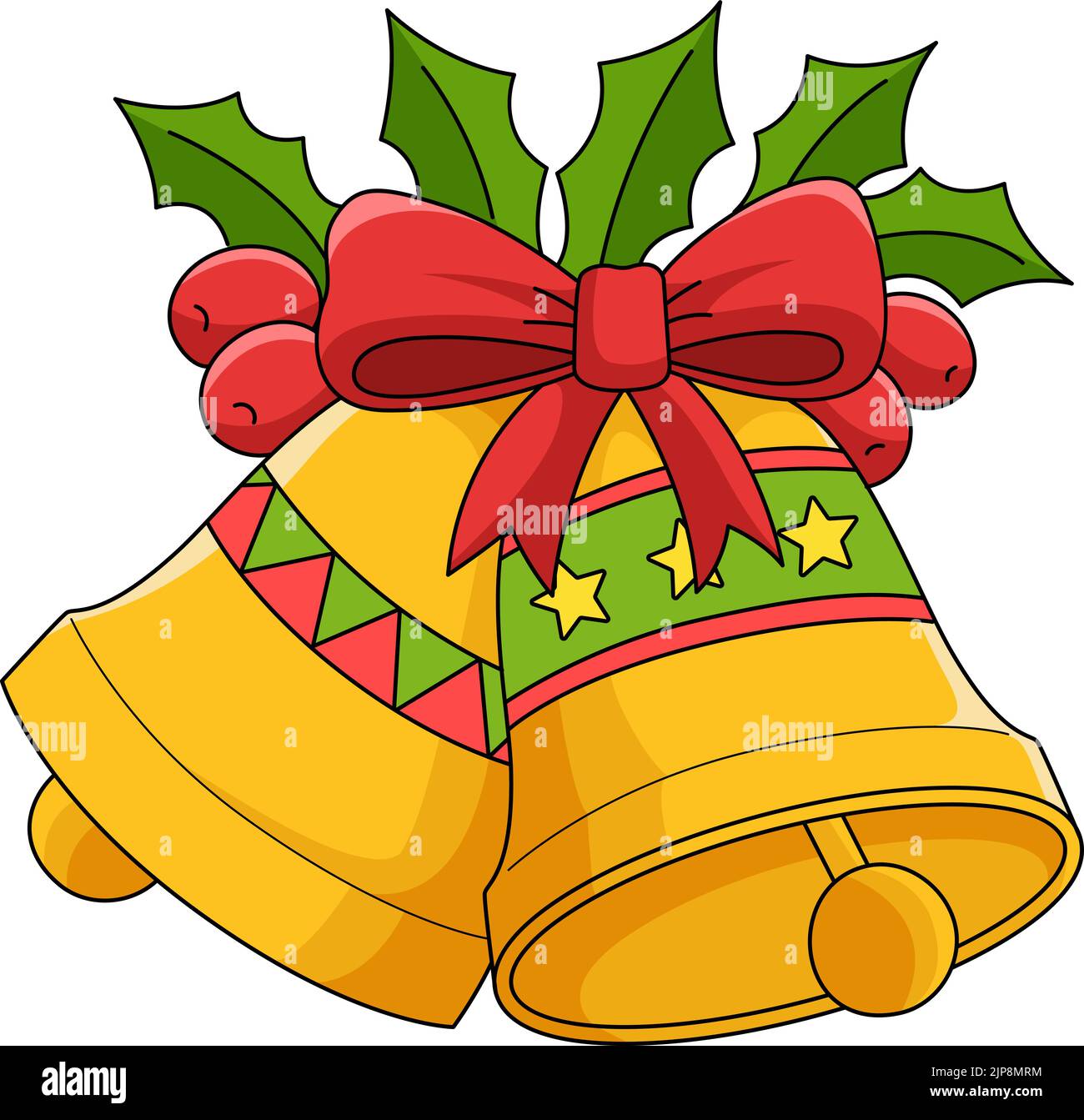 Weihnachtsglocke Cartoon Farbige Cliparts Stock Vektor