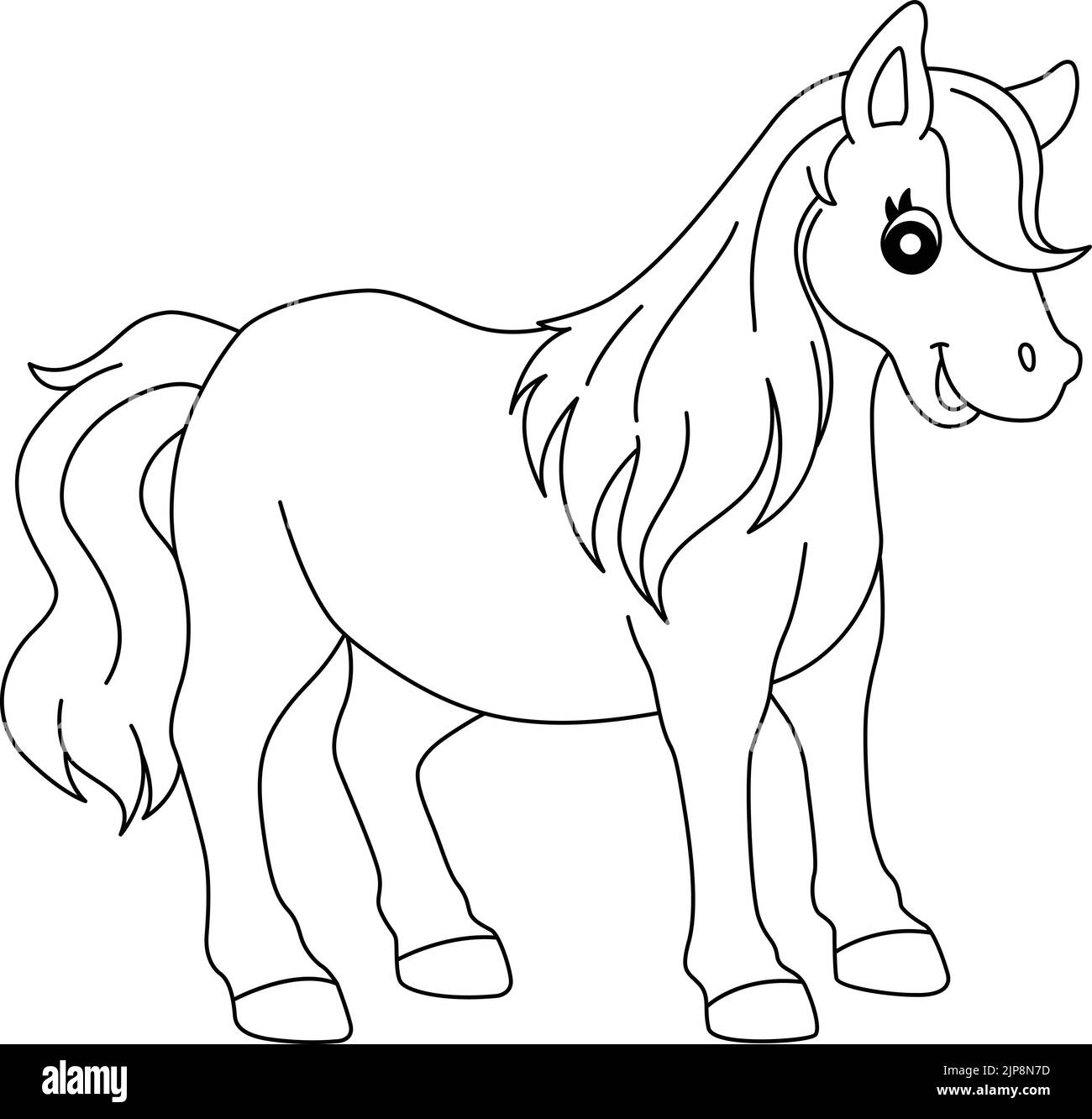 Pony Tier isoliert Malvorlagen für Kinder Stock Vektor