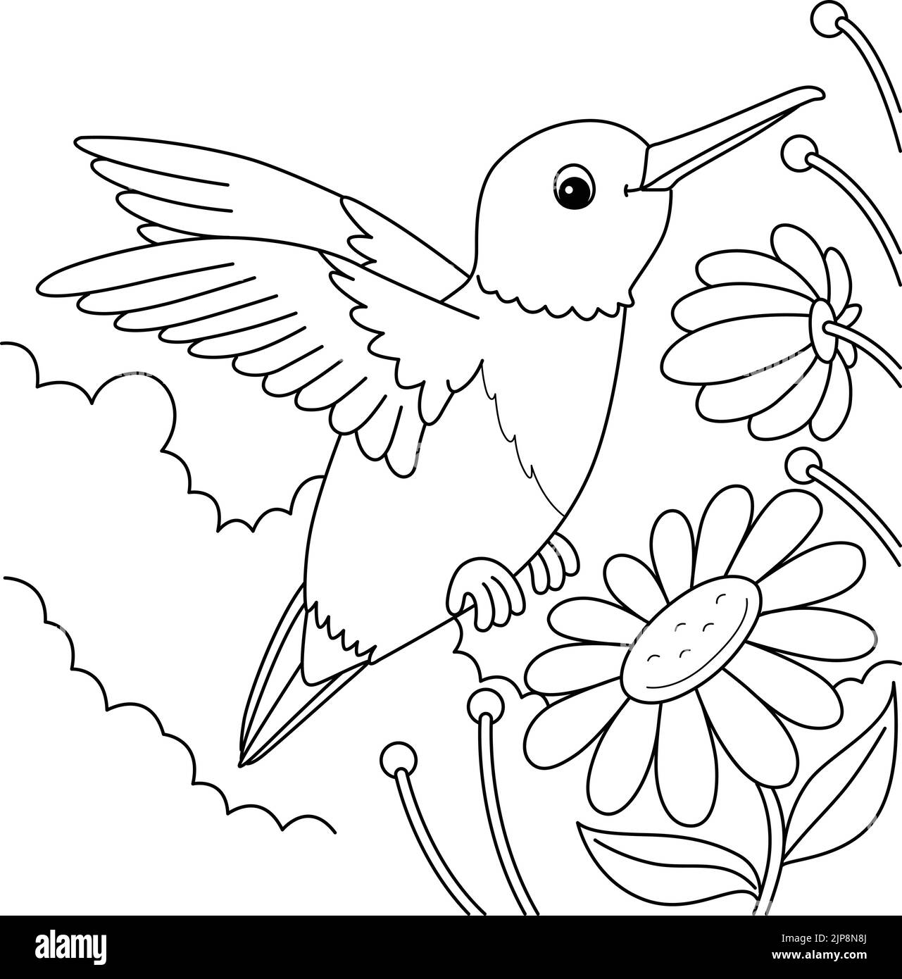 Kolibri Tier Färbung Seite für Kinder Stock Vektor