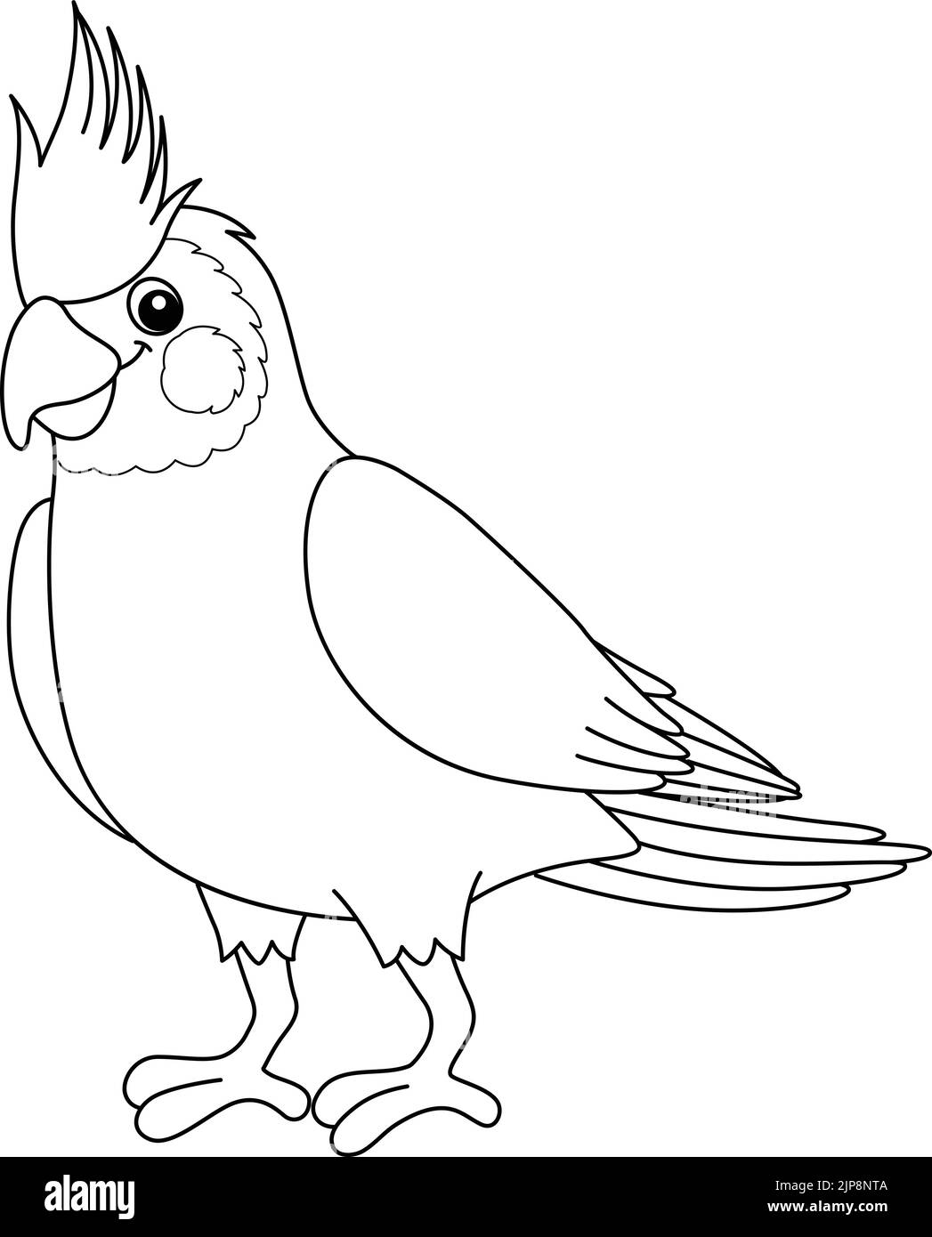 Cockatiel Animal Isolated Coloring Page für Kinder Stock Vektor