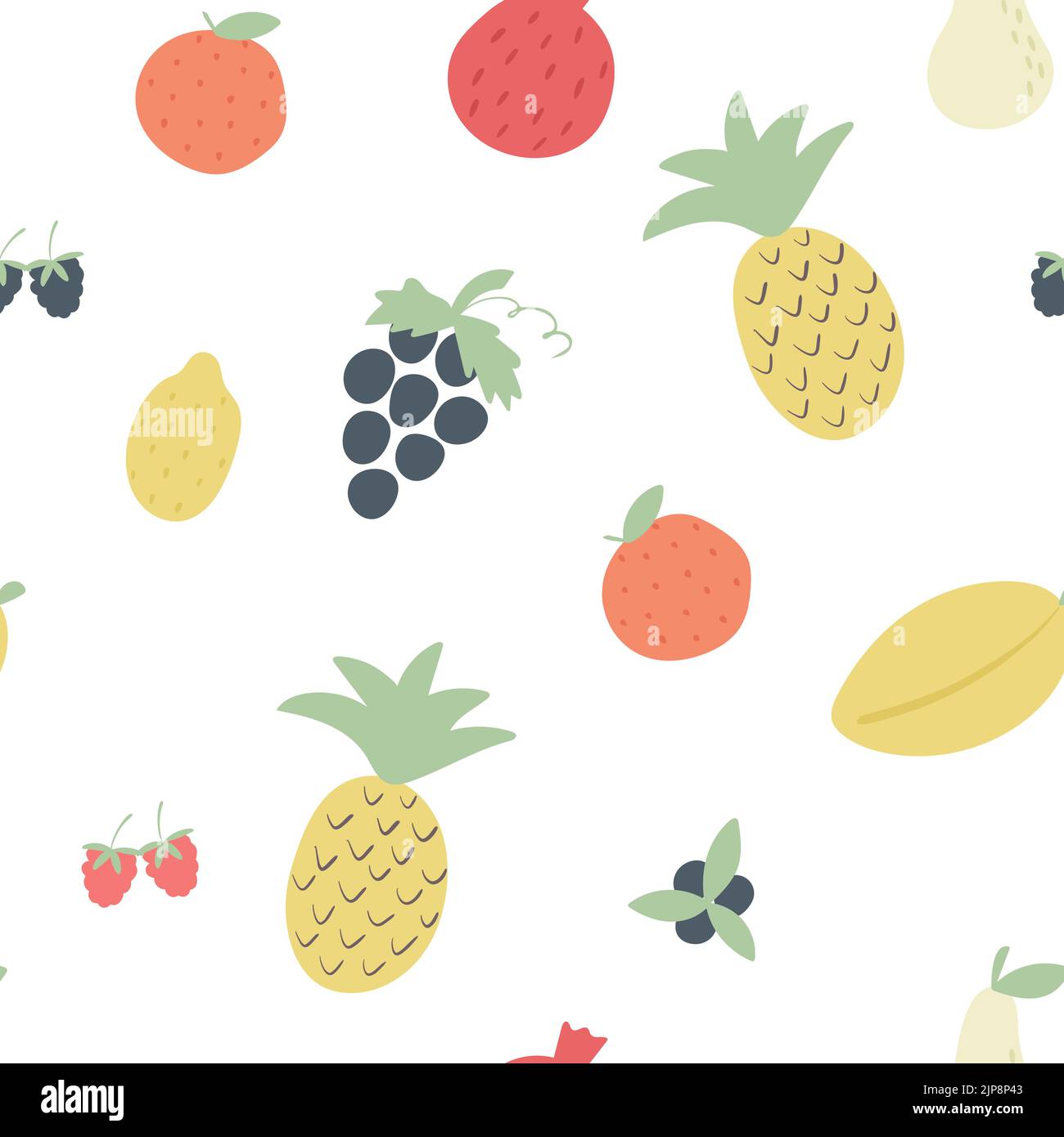 Früchte und Beeren einfaches nahtloses Muster Stock Vektor