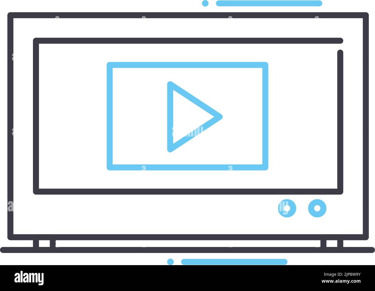 TV-Werbung Linie Symbol, Umriss Symbol, Vektor-Illustration, Konzept Zeichen Stock Vektor