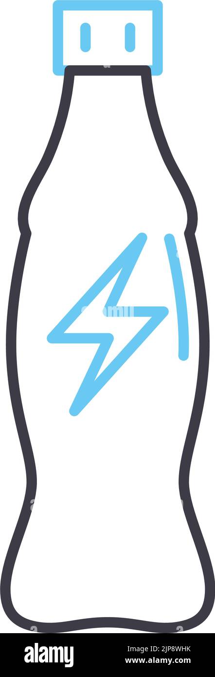 Symbol für radioaktive Energiegetränke, Umrisssymbol, Vektordarstellung, Konzeptzeichen Stock Vektor