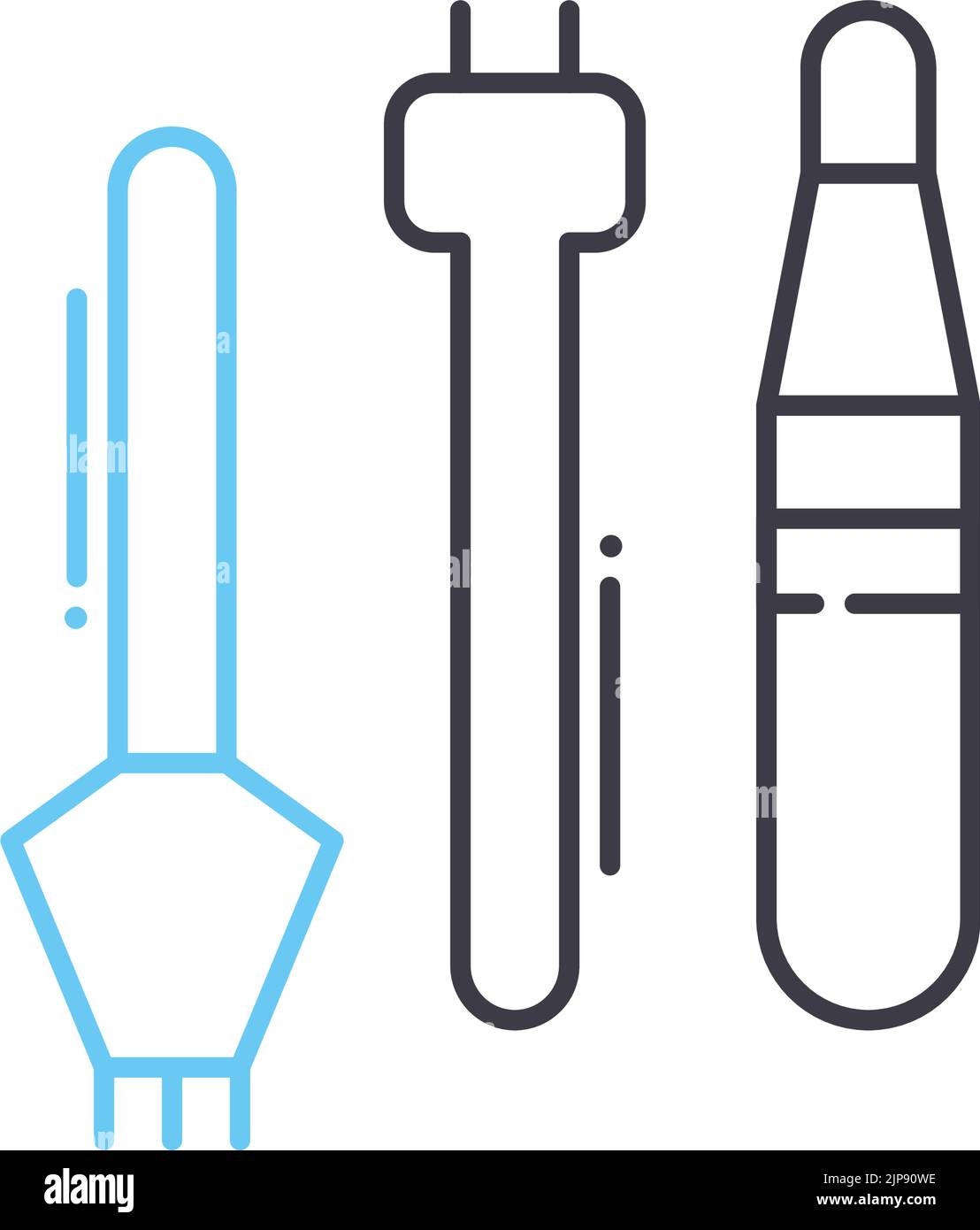 Werkzeuge für den Otolaryngologen Liniensymbol, Umrisssymbol, Vektordarstellung, Konzeptzeichen Stock Vektor
