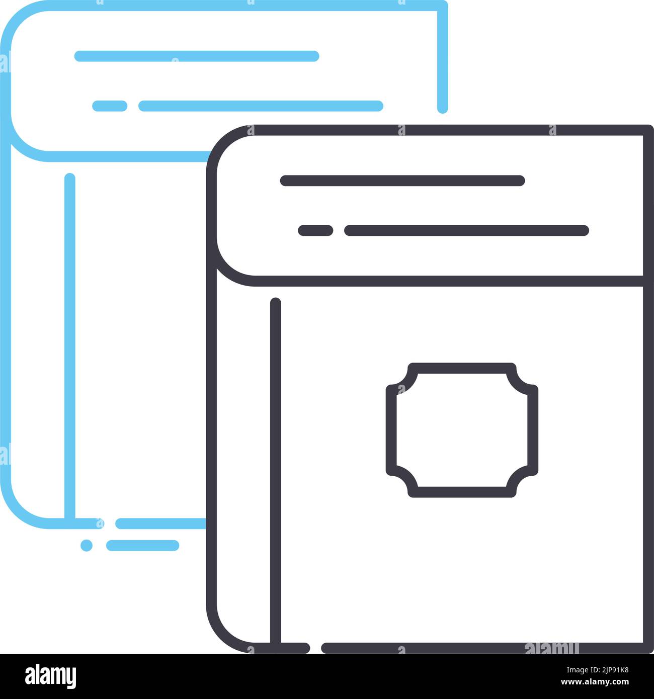 Bibliothekssymbol, Umrisssymbol, Vektordarstellung, Konzeptzeichen Stock Vektor