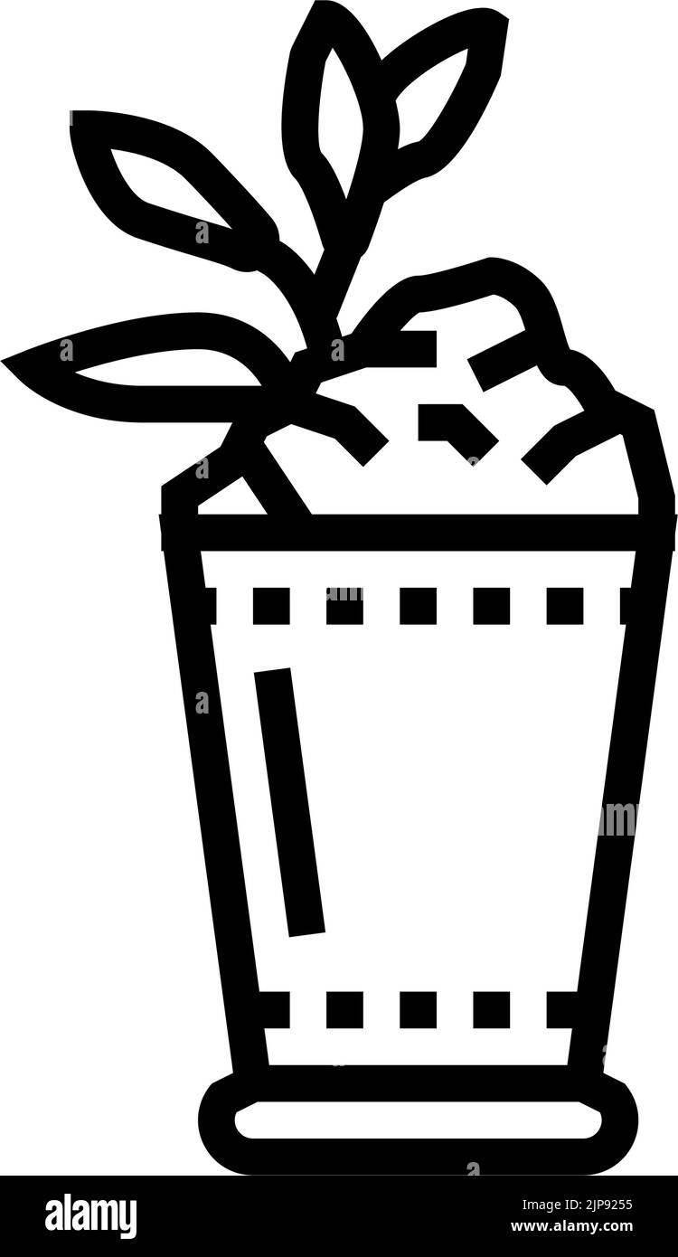 Minze Julep Cocktail Glas Getränk Linie Symbol Vektor Illustration Stock Vektor