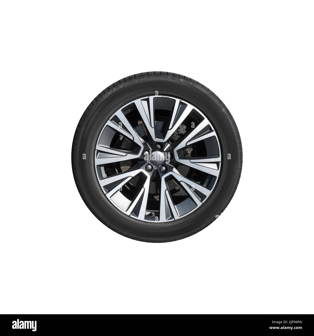 Glänzendes neues Autorad auf weißem Hintergrund isoliert Stockfoto