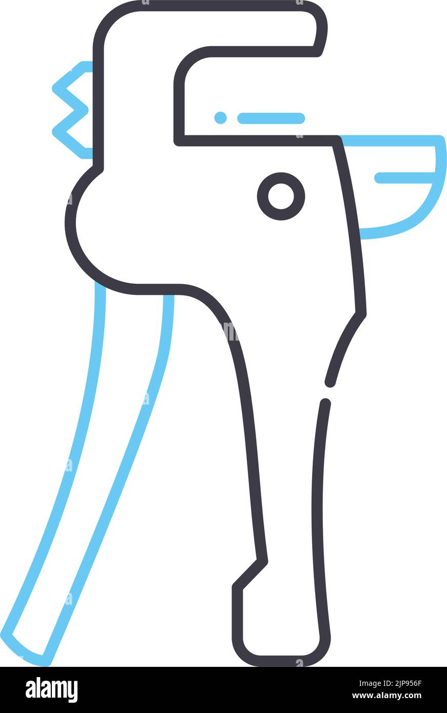 Kunststoff-Rohrschneider Linie Symbol, Umriss Symbol, Vektor-Illustration, Konzept Zeichen Stock Vektor