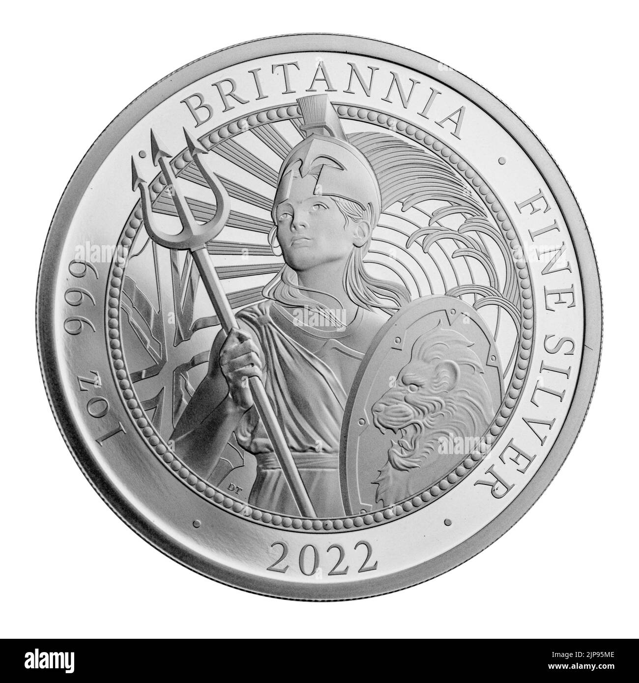 2022 Britannia Silber Proof Münze Rückseite Stockfoto