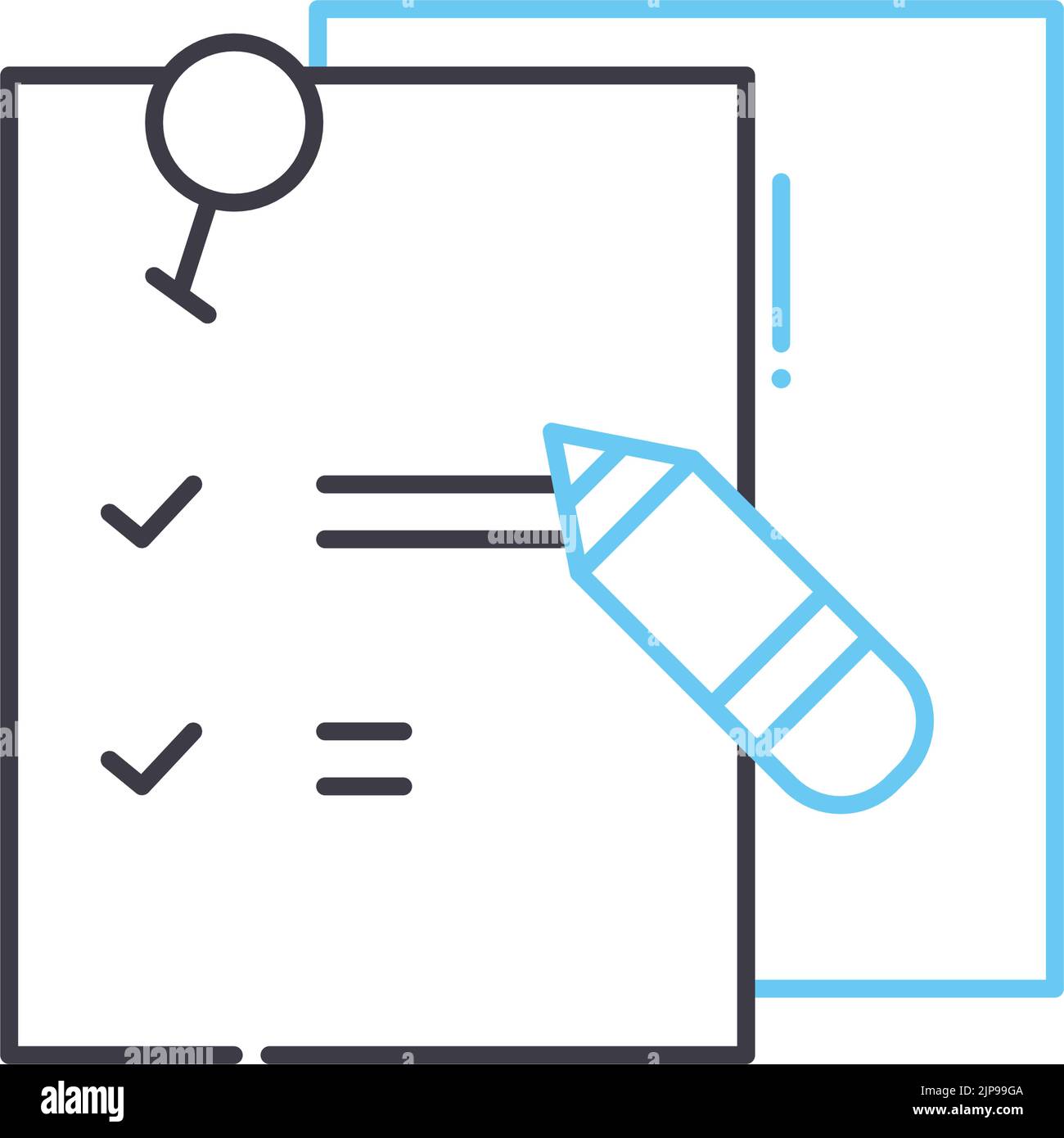 Symbol für kurze Notizen, Umrisssymbol, Vektordarstellung, Konzeptzeichen Stock Vektor