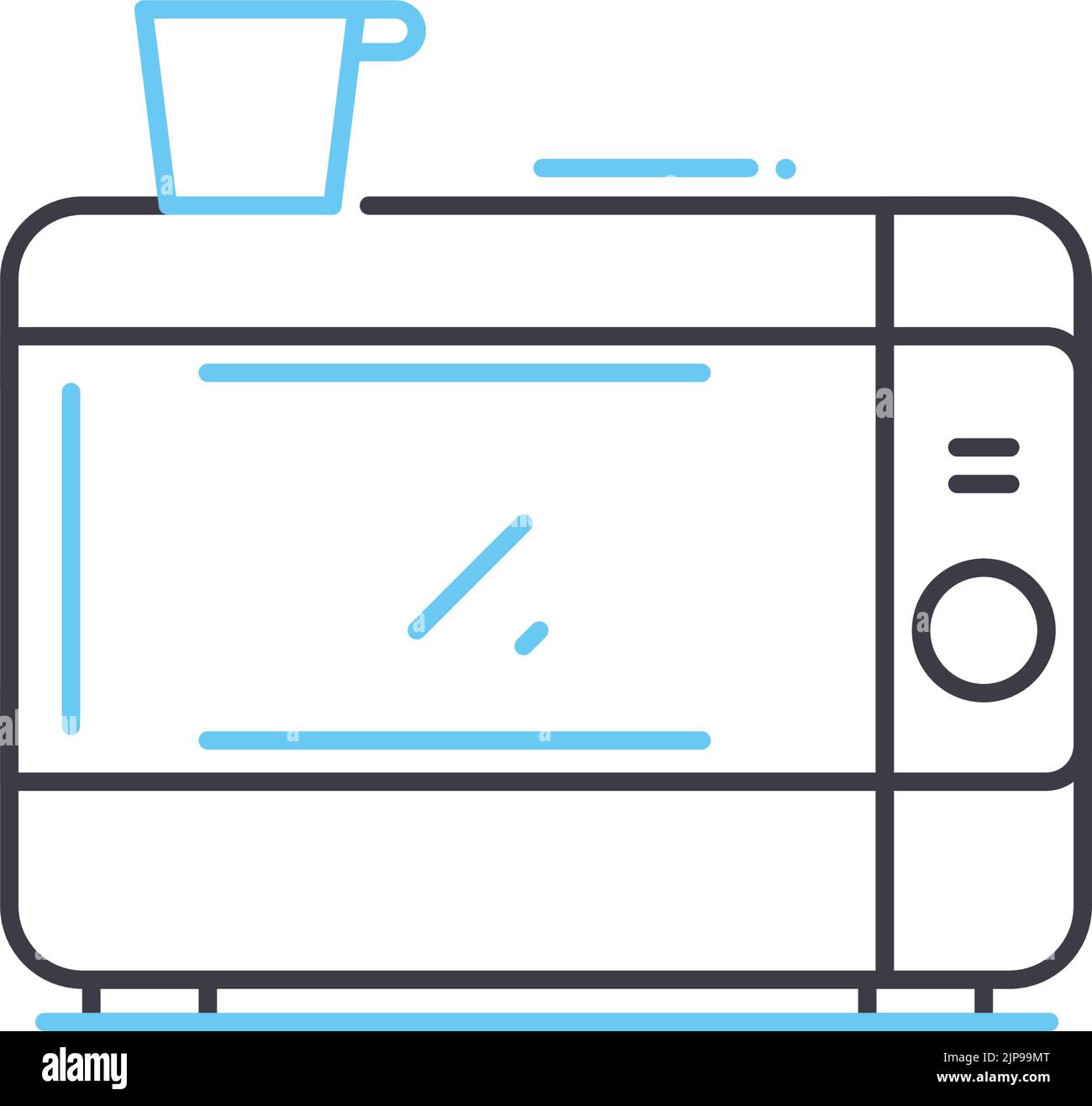 Mikrowellen-Liniensymbol, Umrisssymbol, Vektordarstellung, Konzeptzeichen Stock Vektor