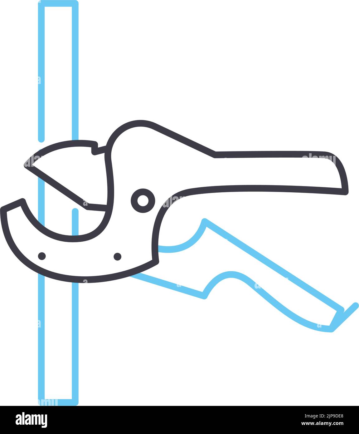 Kunststoff-Rohrschneider Linie Symbol, Umriss Symbol, Vektor-Illustration, Konzept Zeichen Stock Vektor