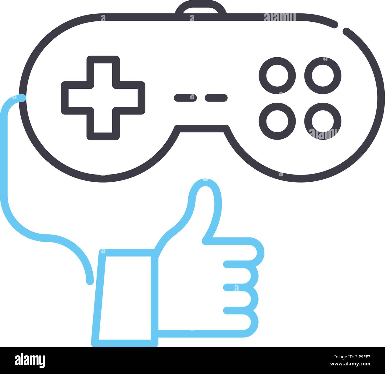 Spiel Werbung Linie Symbol, Umriss Symbol, Vektor-Illustration, Konzept Zeichen Stock Vektor