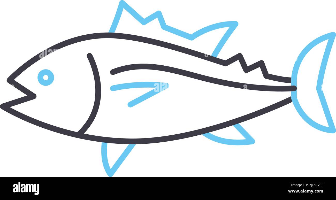 Thunfischliniensymbol, Umrisssymbol, Vektordarstellung, Konzeptzeichen Stock Vektor