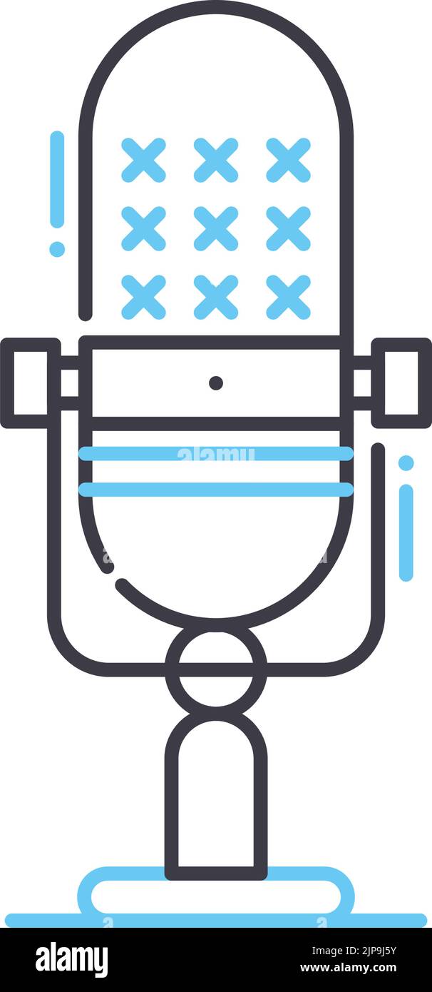 Professionelles Mikrofon-Liniensymbol, Umrisssymbol, Vektordarstellung, Konzeptschild Stock Vektor