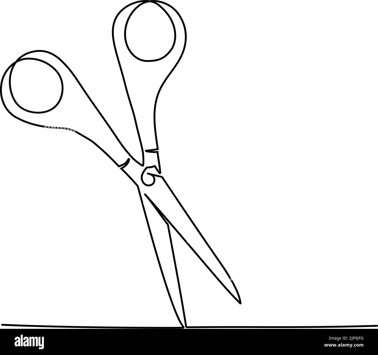 Kontinuierliche Linienzeichnung der Schere. Vektorgrafik Stock Vektor