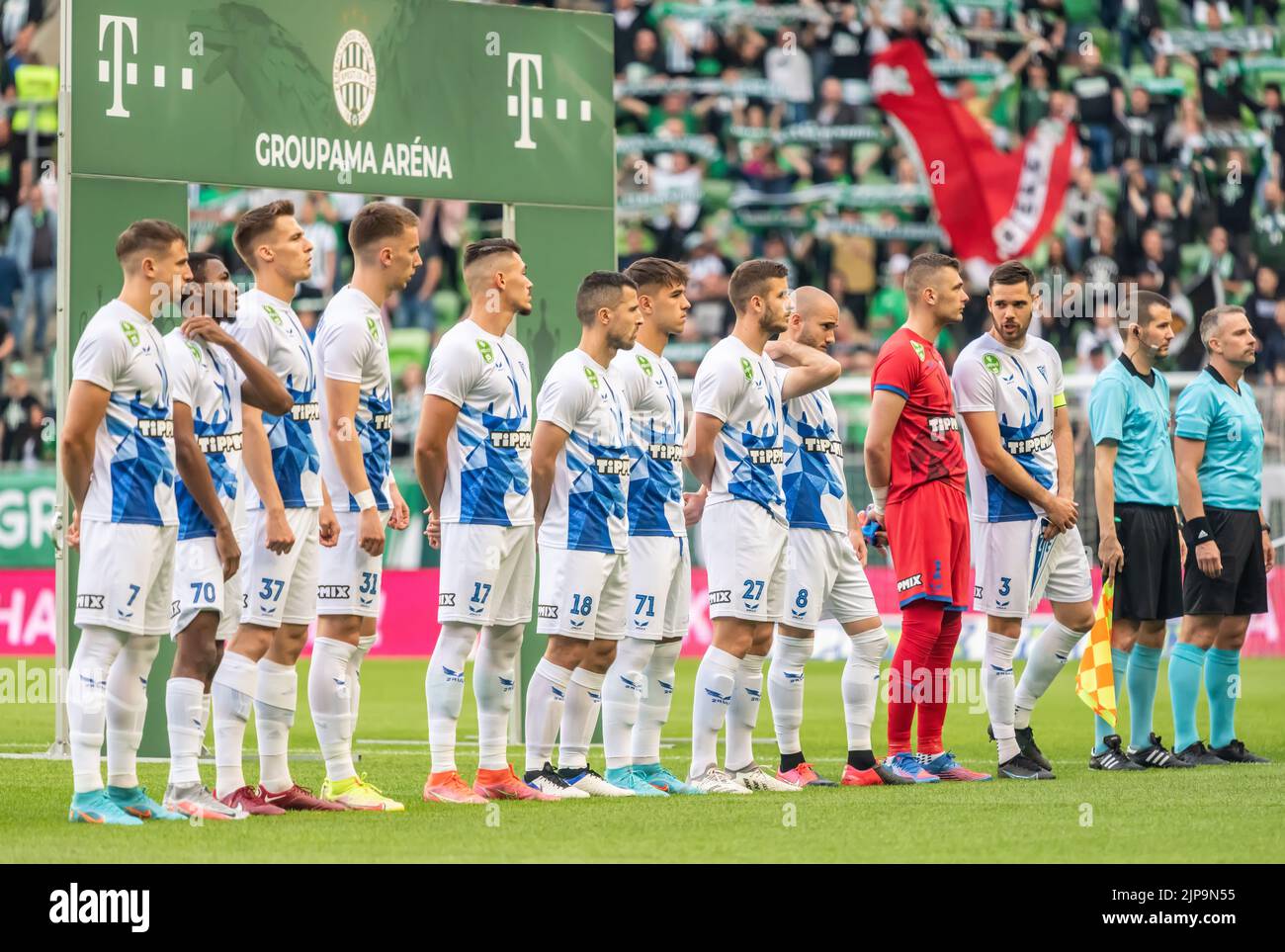 Budapest, Ungarn – 4. Mai 2022. Zalaegerszegi vor dem ungarischen OTP Bank Liga Gameweek 31 Spiel Ferencvaros gegen Zalaegerszegi (5-3). Stockfoto