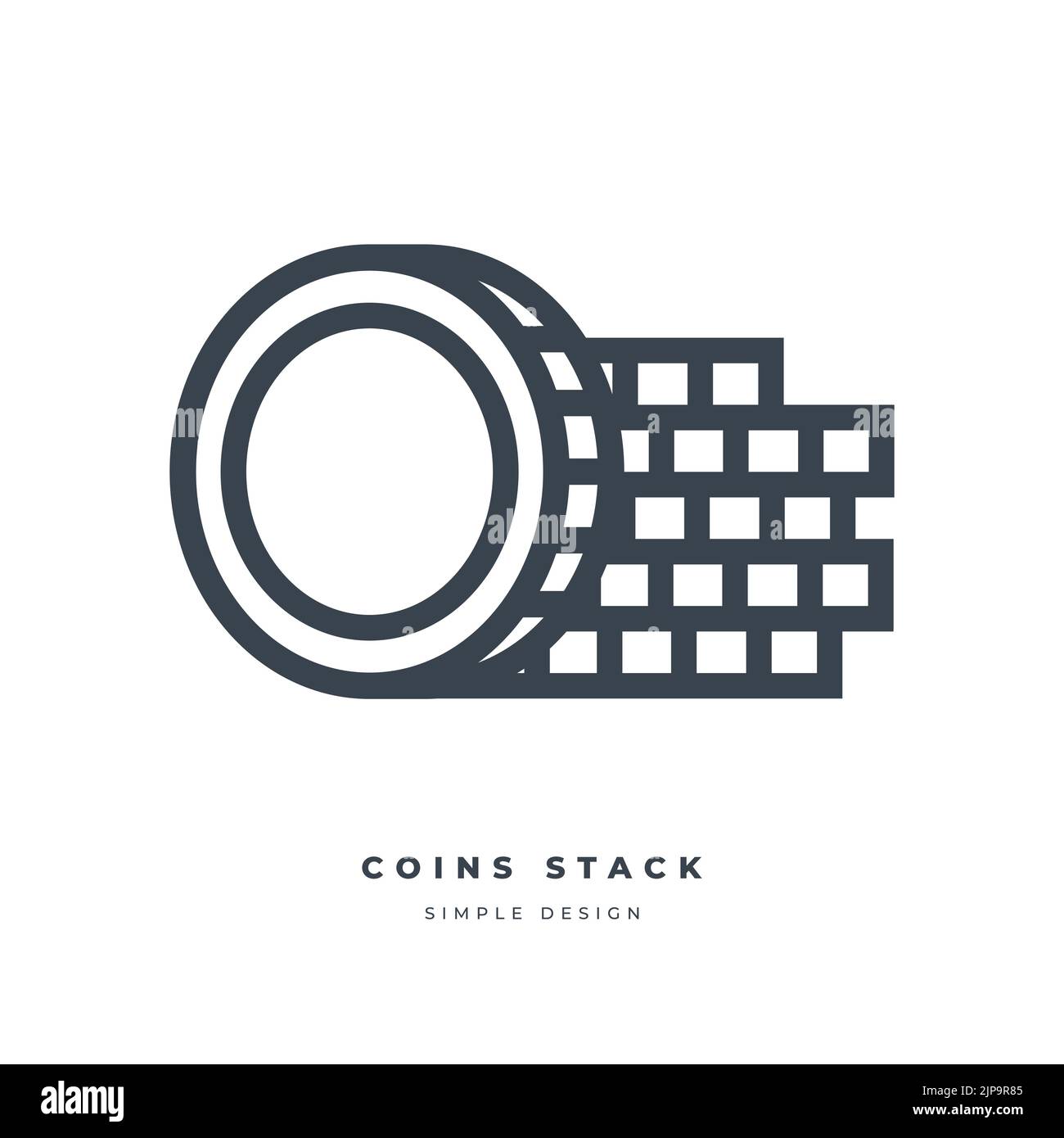 Münzen Stapel dünne Linie Symbol. Symbol für gestapelte Münzen, isoliert auf weißem Hintergrund. Stock Vektor
